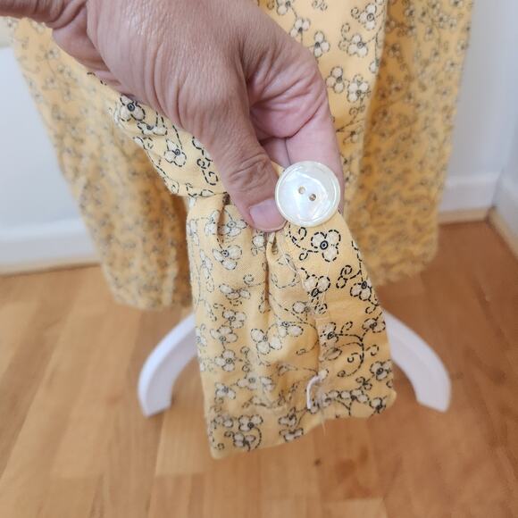 Vtg 90s Moda International Dress Size Large Womens Maxi Yellow Floral Buttonup - Picture 4 of 16